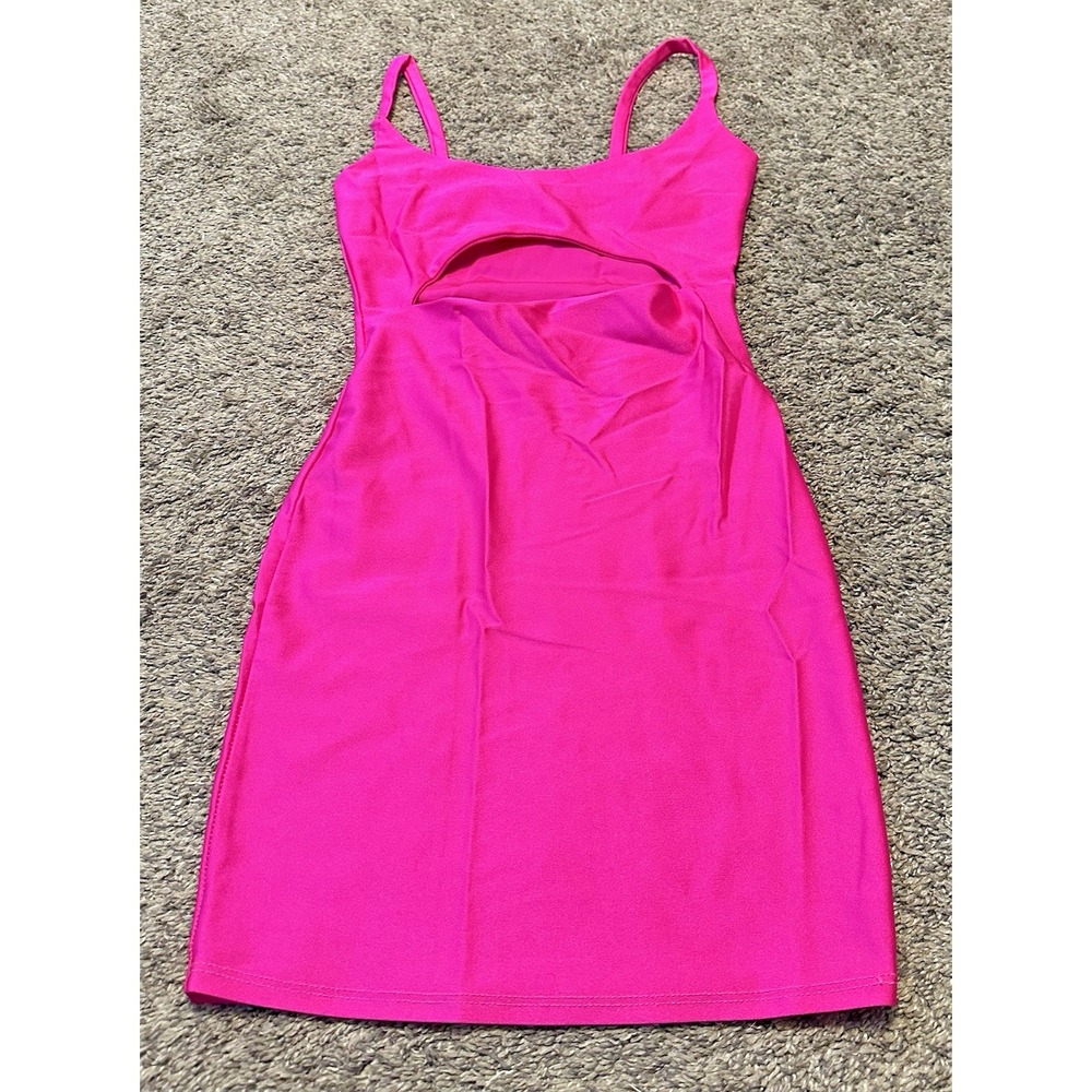 Fashion Nova Women's Hot Pink Solid Strappy Sleeveless Stretch Mini Size Small